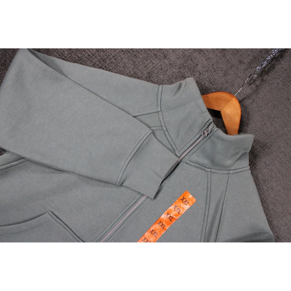 Danskin Womens XXL Sage Green Full Zip Mock Neck Sweatshirt Thumbholes 9920 NEW
